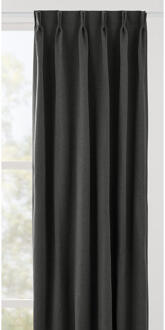 Gordijnstof Floris Semi Verduisterend - Antraciet - Polyester - Grijs - B150 Cm