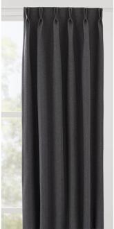 Gordijnstof Ribe Semi Verduisterend - Antraciet - Polyester - Grijs - B150 Cm