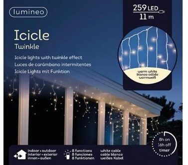 Gordijnverlichting IJspegels 11 m Wit