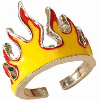 Goth Vlam Opening Ringen Voor Vrouwen Metalen Vintage Punk Vriendschap Ringen Sieraden Esthetiek Party