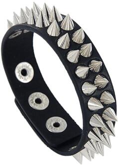 Gothic Delicate Spits Toelopend Spikes Rivet Cone Stud Manchet Zwart Lederen Armbanden Armbanden Punk Armband Voor Vrouwen Mannen Sieraden