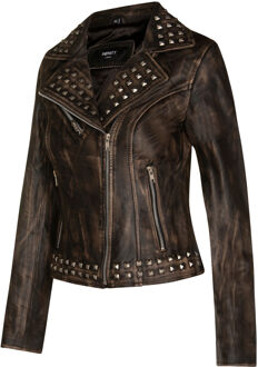 Gothic leren bikerjack voor dames met studs-Bilbao - maat EU 48 / UK 20 Zwart