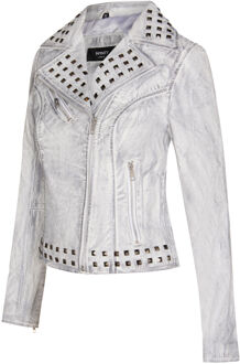 Gothic leren bikerjack voor dames met studs-Bilbao Wit - EU 42 / UK 14