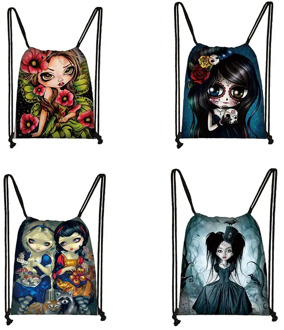 Gothic Print Style Fashion Drawstring Bag Adult Shopping Bags Child Light Dustproof Storage Bag