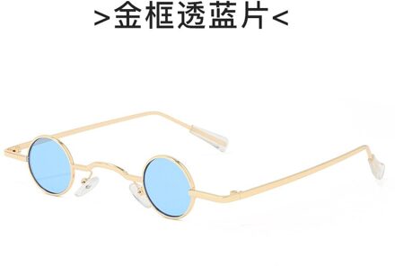 Gothic Steampunk Tiny Ronde Zonnebril Vrouwen Mannen Brand Kleine Frame Vintage Zonnebril UV400 Brillen blauw