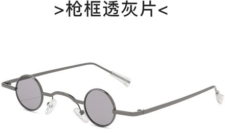 Gothic Steampunk Tiny Ronde Zonnebril Vrouwen Mannen Brand Kleine Frame Vintage Zonnebril UV400 Brillen grijs