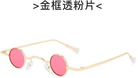 Gothic Steampunk Tiny Ronde Zonnebril Vrouwen Mannen Brand Kleine Frame Vintage Zonnebril UV400 Brillen roze