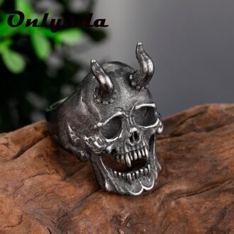 Gothic Zwarte Mens Sadan Schedel Emo Ring 316L Roestvrij Stalen Ringen Voor Mannen Partij Punk Biker Sieraden Party Mannelijke bijouxOSR828 11