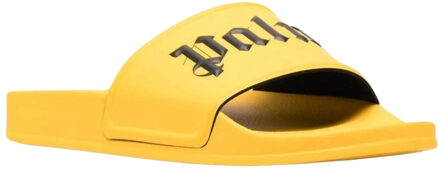 gotische print gele zwembadglijbanen Geel