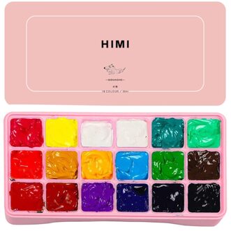 Gouache Set 18/24 Levendige Kleuren Unieke Jelly Cup Niet Giftig Schildert Met Draagbare Case Palet Gouache 18 roze