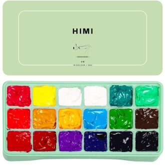 Gouache Set 18 Kleuren Niet Giftig Verf Set Met Draagbare Case Palet 30Ml groen