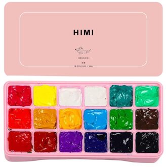 Gouache Set 18 Levendige Kleuren Niet Giftig Schildert Met Draagbare Case Palet Y5GE Roze