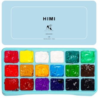 Gouache Set Jelly 18 Levendige Kleuren Niet Giftig Schildert Met Draagbare Case Palet Voor Kunstenaar Canvas Schilderij Aquarel blauw