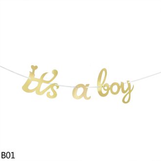 Goud Baby Shower Papier Guirlande Het Een Jongen/Meisje Banner Opknoping Vlag Bunting Baby Shower Partij Decoratie Benodigdheden kids Verjaardag B01 Its a jongen banner