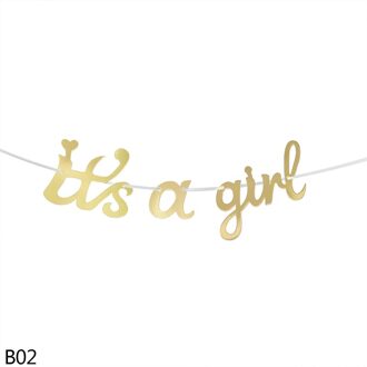 Goud Baby Shower Papier Guirlande Het Een Jongen/Meisje Banner Opknoping Vlag Bunting Baby Shower Partij Decoratie Benodigdheden kids Verjaardag B02 Its a girl flag