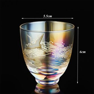 Goud En Zilver Verbrande Crystal Glas Master Thee Cup Creatieve Crane Hittebestendige Transparante Theekopje Chinese Kung Fu Drinkware