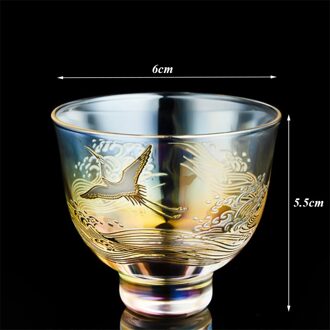 Goud En Zilver Verbrande Crystal Glas Master Thee Cup Creatieve Crane Hittebestendige Transparante Theekopje Chinese Kung Fu Drinkware