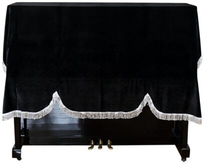 Goud Fluwelen Praktische Stofdicht Piano Cover Toetsenbord Zachte Thuis Beschermende Opvouwbare Non Slip Anti Scratch Rechtop Verticale zwart