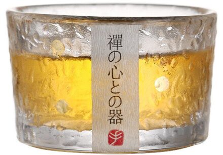 Goud Glas Thee Kom Kop Met Glod Velg Japanse Stijl Hand Hamer Accessoires A1