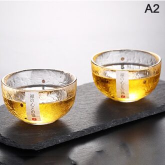 Goud Glas Thee Kom Kop Met Glod Velg Japanse Stijl Hand Hamer Accessoires A2