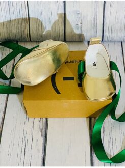 Goud (Goud) Mocassin Groen Lint Kruisje