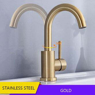 Goud Kranen Badkamer Basin Sink Tap Cold Water Mixer Grifo Rvs Moderne Kraan Een Gat Enkel Handvat Torneira KC001
