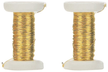 Goud metallic bind draad/koord - 3x stuks - 0,4 mm dikte 40 meter - Hobby artikelen/Knutselen materi