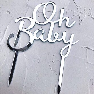 Goud Roze Acryl "Een" "Oh Baby" Gelukkige Verjaardag Cake Topper Bruiloft Bruid Party Decoratie Dessert Bakken levert Mooie zilver