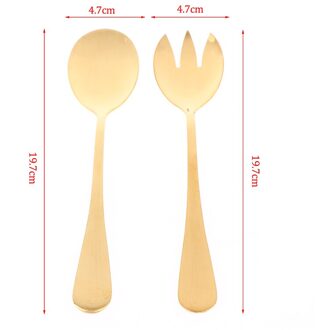 Goud Salade Lepel Vork 2 Stuks Salade Lepel Roestvrij Stalen Bestek Set Opscheplepel Set Kleurrijke Unieke Lepels GD