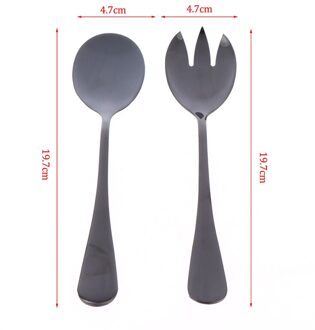 Goud Salade Lepel Vork 2 Stuks Salade Lepel Roestvrij Stalen Bestek Set Opscheplepel Set Kleurrijke Unieke Lepels zwart