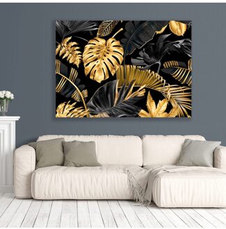 Goud Tropikalyaprak Canvas Tafel Muur Tafel 100x70