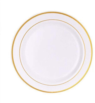 Goud Wegwerp Platen-Dessert/Voorgerecht Platen met Gouden Rand Real China Look voor Bruiloften, Partijen, catering, Verjaardagsfeestjes