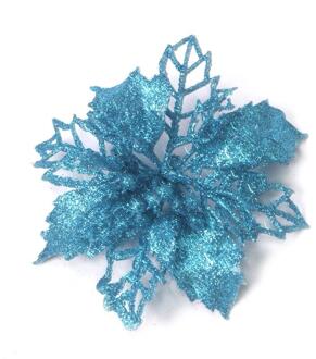 Goud/Zilver/Roze/Rood/Blauw/Groen Kunstbloem Kerstboom Bloem Decoratie Nep Bloemen Glitter kerstboom blauw 5stk