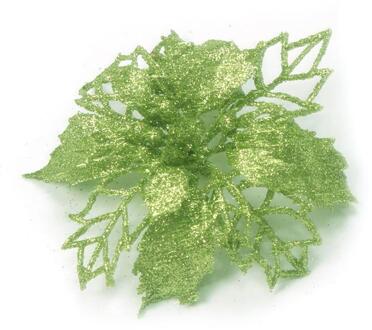 Goud/Zilver/Roze/Rood/Blauw/Groen Kunstbloem Kerstboom Bloem Decoratie Nep Bloemen Glitter kerstboom groen 5stk