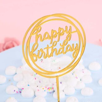 Goud Zilver Zwart Acryl Hand Schrijven Gelukkige Verjaardag Cake Topper Dessert Decoratie Verjaardagsfeestje Mooie Huishoudelijke Gereedschap B