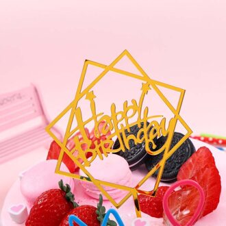 Goud Zilver Zwart Acryl Hand Schrijven Gelukkige Verjaardag Cake Topper Dessert Decoratie Verjaardagsfeestje Mooie Huishoudelijke Gereedschap