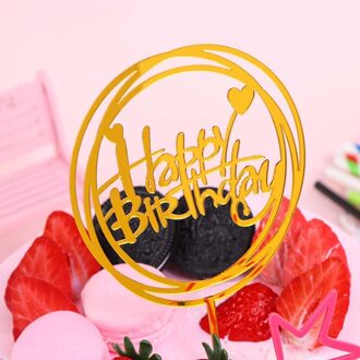 Goud Zilver Zwart Acryl Hand Schrijven Gelukkige Verjaardag Cake Topper Dessert Decoratie Verjaardagsfeestje Mooie Huishoudelijke Gereedschap