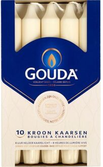 Gouda Kroonkaars ivoor 200/24 - 10 stuks- 8 branduren uur - Ribvoet past in elke houder