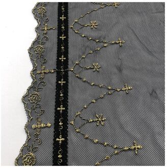 Gouddraad Zwart Kant Mesh Borduurwerk Stof Ondergoed Kant Trim Diy Stof Naaien Lint Singels Lolita Handgemaakte Accessoires LA-2-62-B
