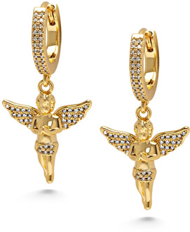 Gouden Angel Pendant Oorbellen Nialaya , Yellow , Dames - ONE Size