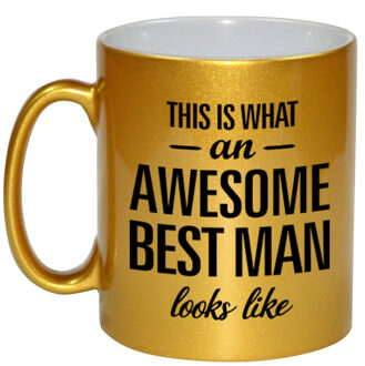 Gouden Awesome best man cadeau mok / beker voor je getuigen 330 ml - feest mokken Goudkleurig