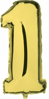 Gouden ballon cijfer 1 - Ballonnen Goudkleurig