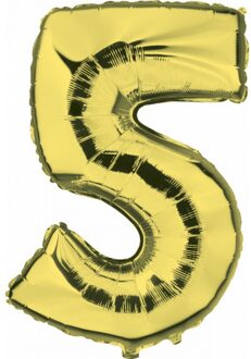 Gouden ballon cijfer 5 - Ballonnen Goudkleurig