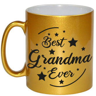 Gouden Best Grandma Ever cadeau koffiemok / theebeker 330 ml - feest mokken Goudkleurig