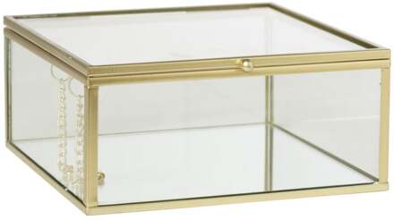 Gouden box groot - vierkant - 14x14x6 cm