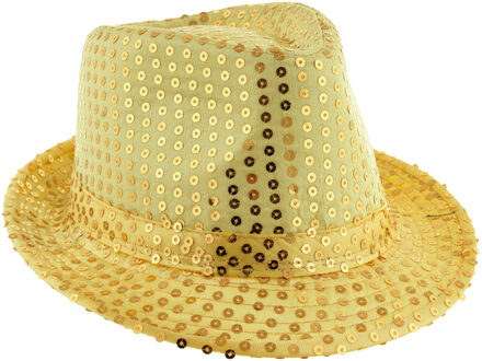 Gouden carnaval verkleed hoed - met pailletten - volwassenen Goudkleurig