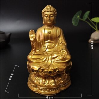 Gouden Chinese Feng Shui Boeddha Standbeeld Handgemaakte Hars Ambachten Meditatie Boeddha Sculptuur Beeldjes Woondecoratie Standbeelden