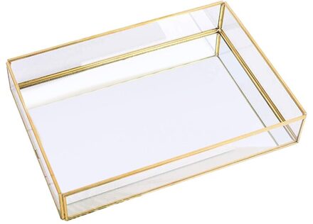 Gouden Dienblad Spiegel, Rechthoek Spiegel Lade Kan Hold Parfum, Sieraden, Cosmetica, Make-Up, azine En Meer, Decoratieve Lade Voor Vani