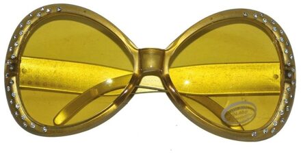Gouden disco verkleed bril met diamantjes Goudkleurig