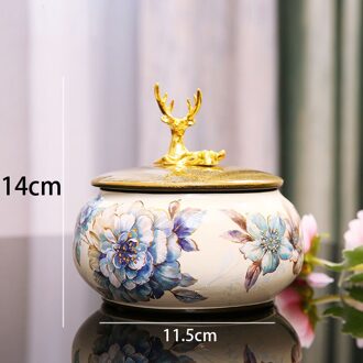 Gouden Elanden Keramische Opslag Potten Met Deksel Bloemen Decoratie Sieraden Cosmetische Organizer Jar Kaptafel Organisatie Tanks A1-S